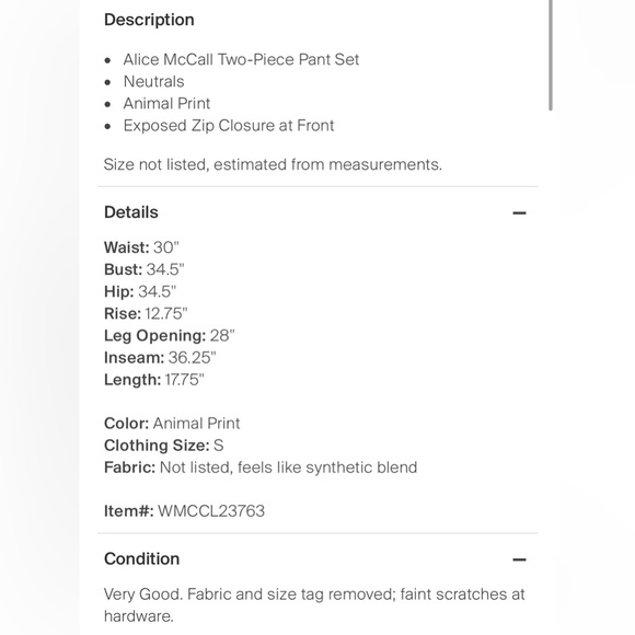 Gorgeous Alive McCall Two Piece set size small - Picture 5 of 5